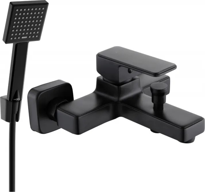 Mexen Cetus R45 kádtöltő csaptelep zuhanyszettel, fekete - 74433R45-70