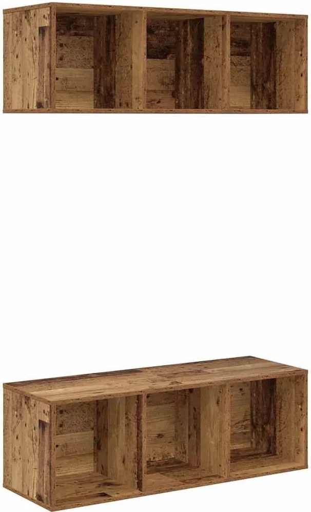 vidaXL TV szekrény garnitúra 2 pcs Öreg fa 37 x 37 x 107 cm Faanyag