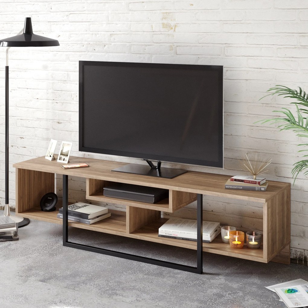 TV szekrény Asal (150) - Walnut, Black