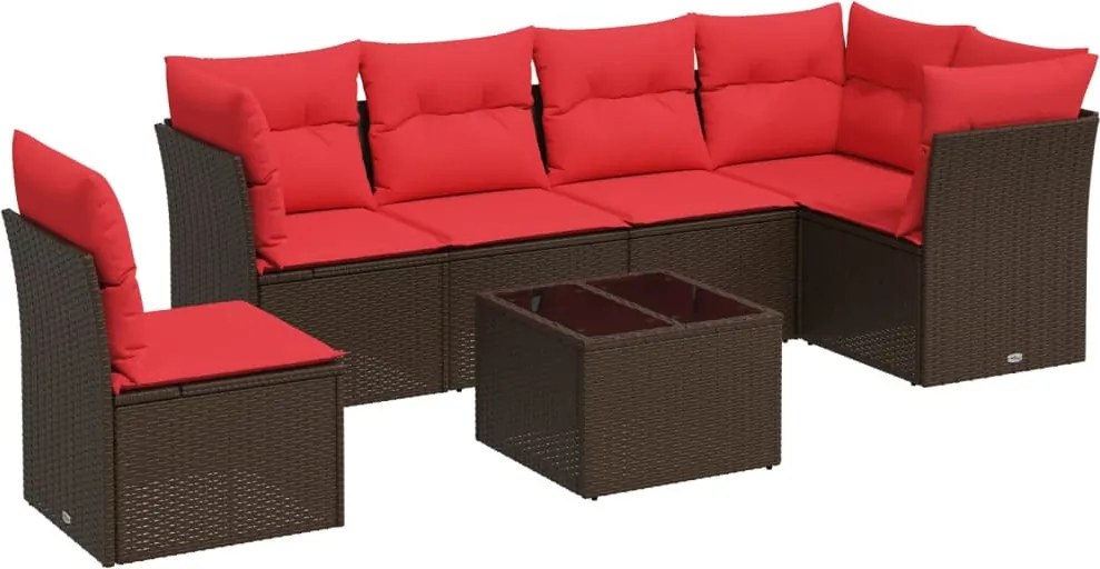 vidaXL 7 részes fekete polyrattan kerti ülőgarnitúra párnákkal