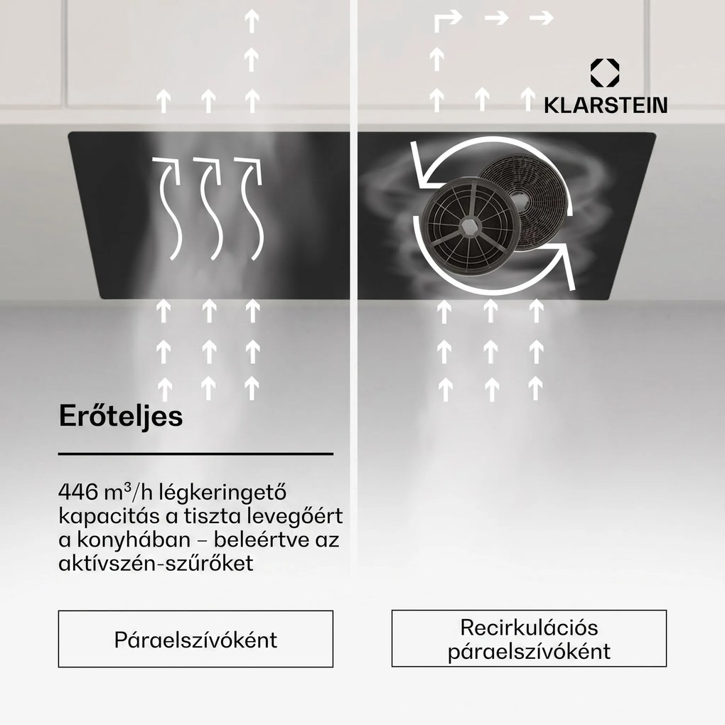 Klarstein Hektor Eco, páraelszívó, 52 cm, 466 m³/ó, érintéses vezérlés, üveg