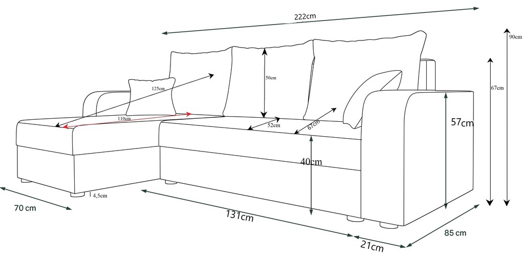 Sarok ülőgarnitúra Paragon L (sötétszürke + barna) (J). 1057375