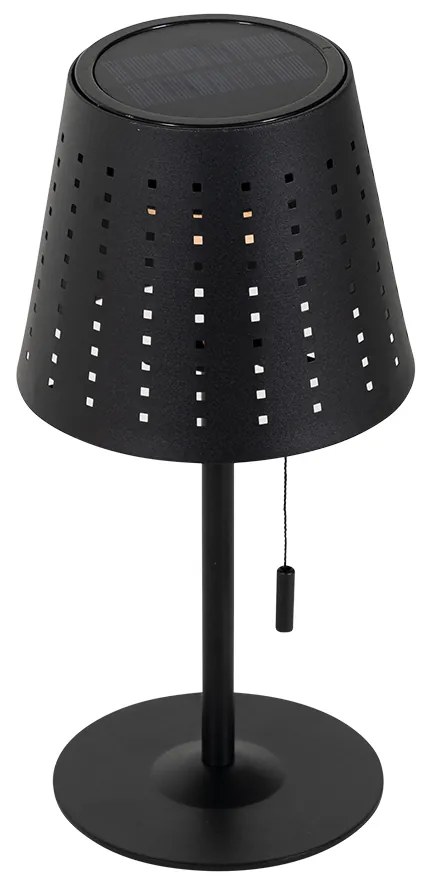 Kültéri asztali lámpa fekete, LED-del, 3 fokozatban szabályozható, újratölthető és napelemes - Ferre