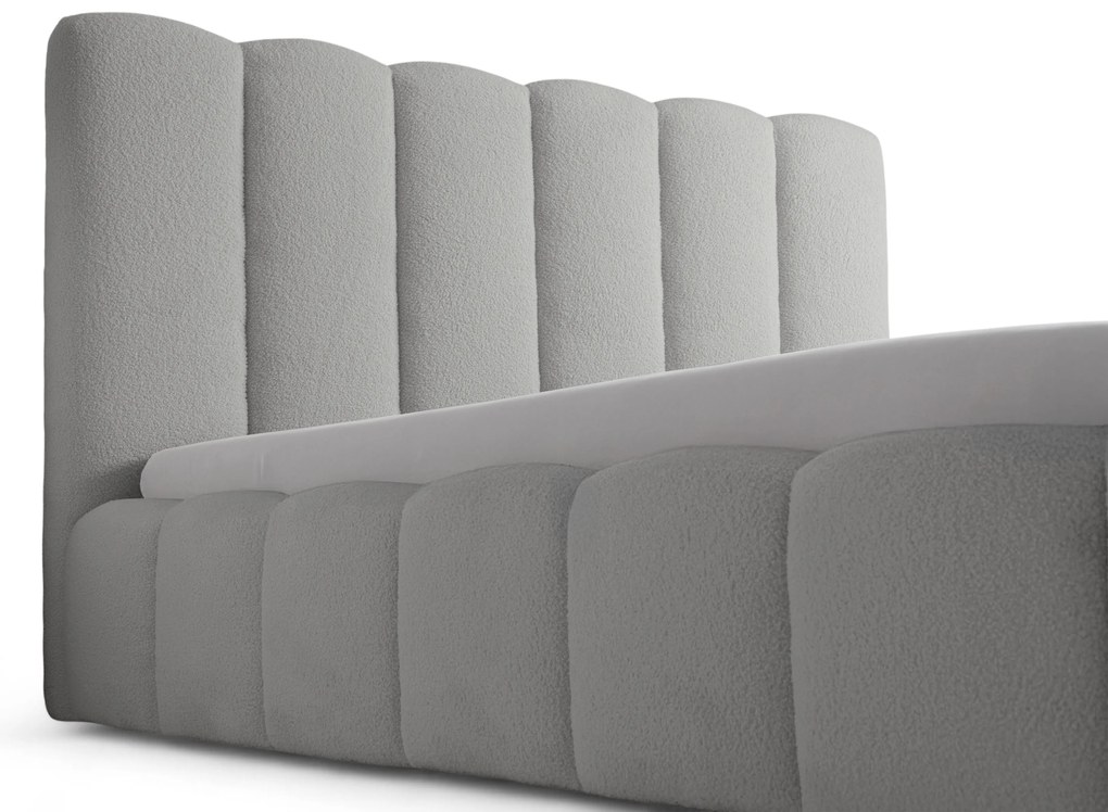 Aura kárpitozott ágy ágyneműtartóval 180x200 cm - szürke Quelle 83 bouclé
