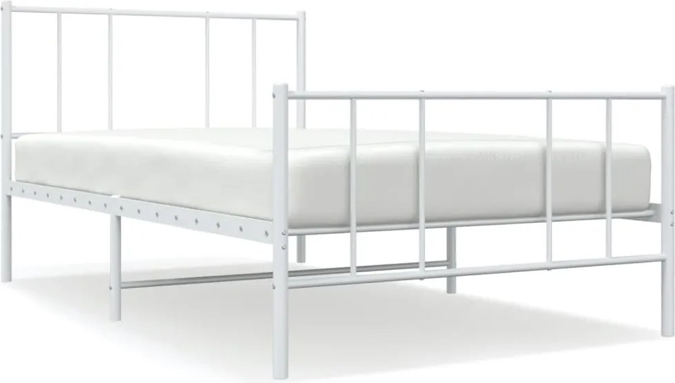 vidaXL fehér fém ágykeret fej- és lábtámlával 107 x 203 cm
