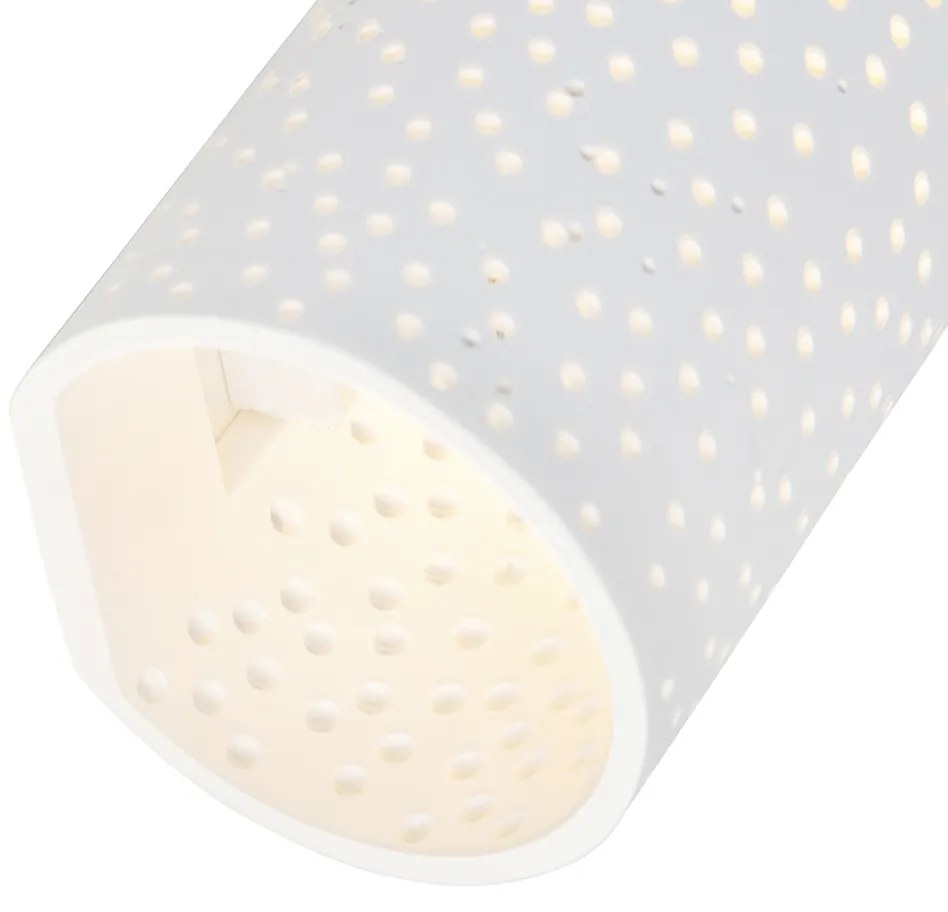 Vintage fali lámpa fehér gipsz henger alakú - Mahou