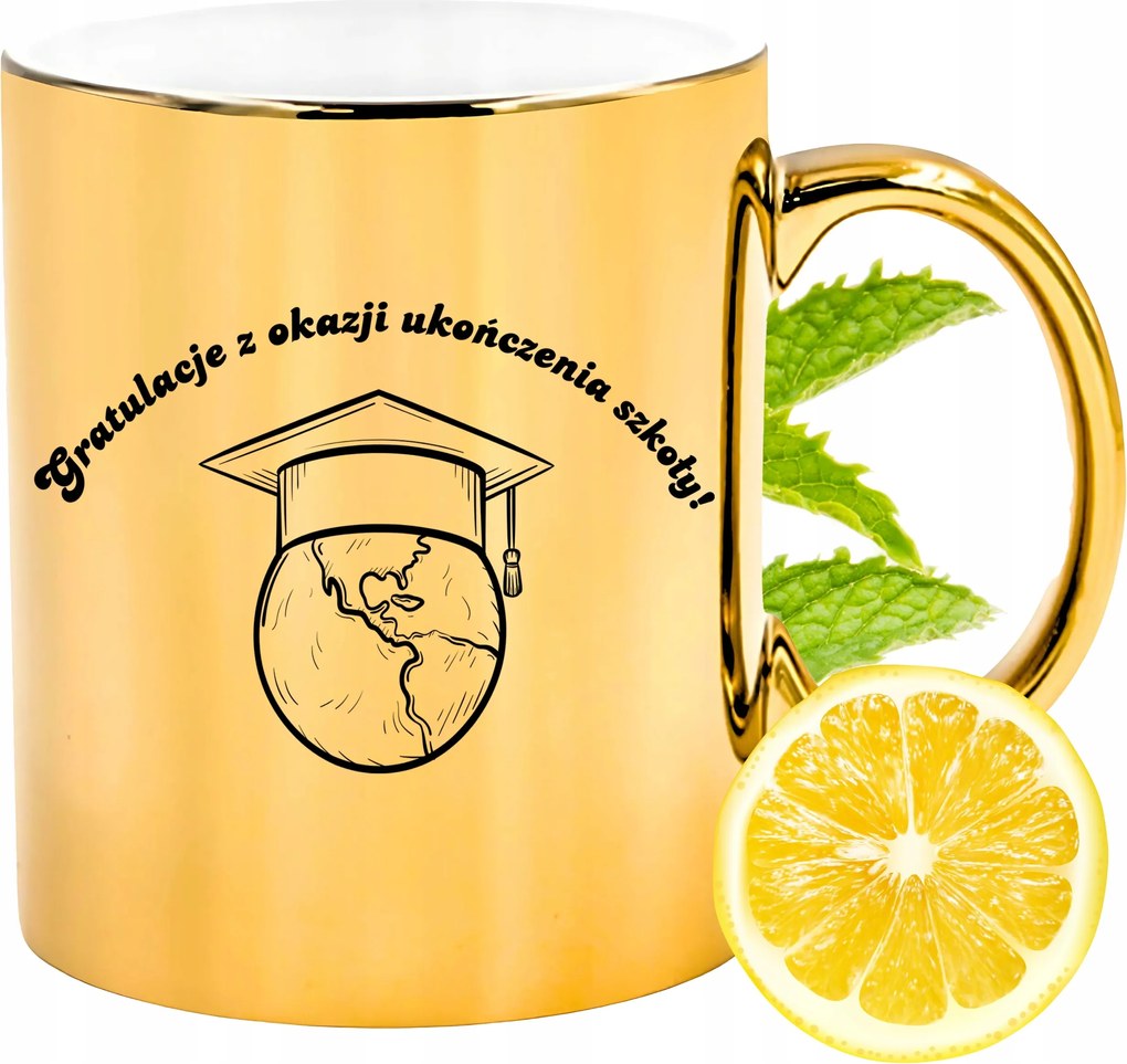 Arany csillogó ballagási bögre ajándék fényképes nyomtatással