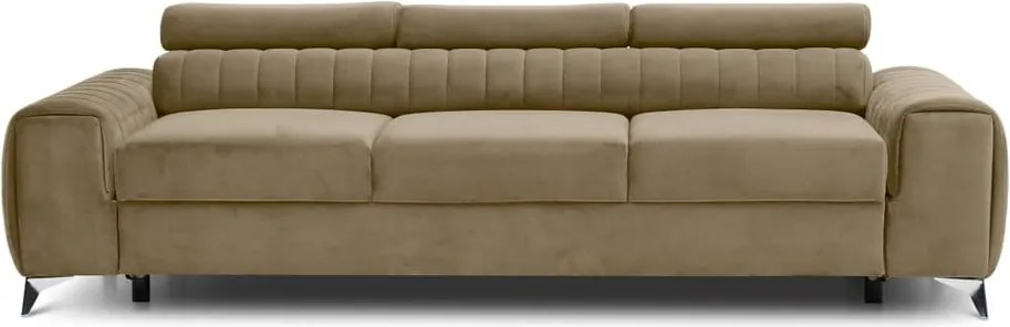 Világosbarna bársony kinyitható kanapé 261 cm Laurence – ELTAP