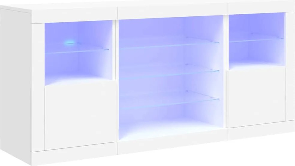 vidaXL fehér tálalószekrény LED-világítással 142,5 x 37 x 67 cm