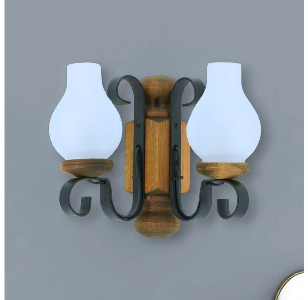 Brilagi - Fali lámpa RUSTIC 2xE14/40W/230V bükkfa