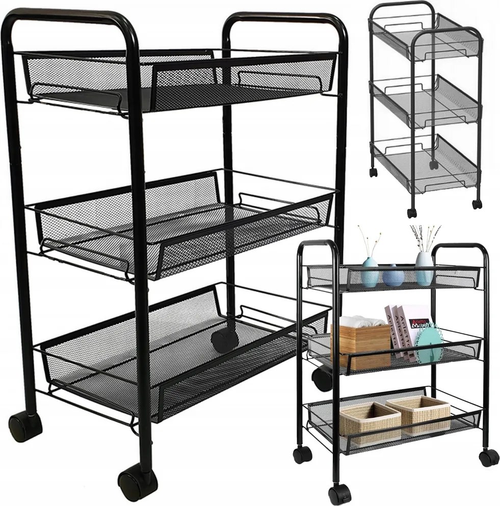 Fürdőszoba Polc Konyhai Gurulós Szekrény Fém Könyvespolc Három Szint