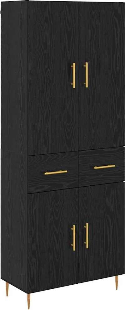vidaXL Magasfiú fiókkal Fekete tölgy 69,5 x 34 x 180 cm Faanyag