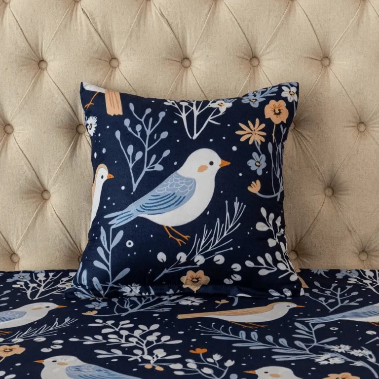 Mikroszálas párnahuzat DENIM BIRDS 45x45 cm, kék