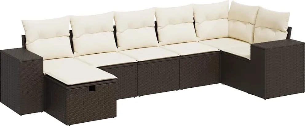 vidaXL 7 részes barna polyrattan kerti ülőgarnitúra párnákkal