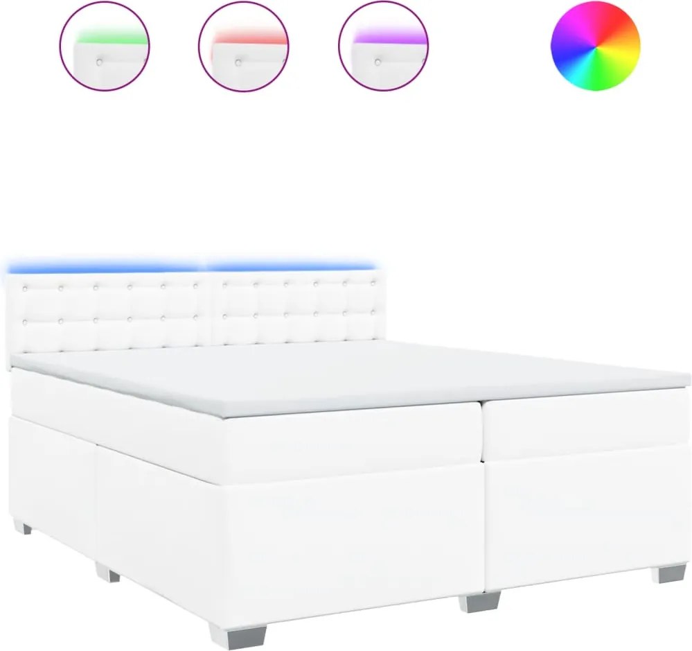 vidaXL fehér műbőr rugós ágy matraccal 200 x 200 cm