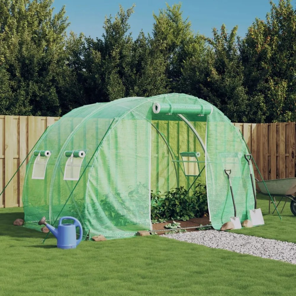 zöld acélvázas melegház 6 m² 3 x 2 x 2 m