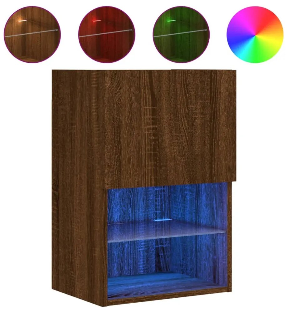 barna tölgyszínű TV-szekrény LED-lámpákkal 40,5x30x60 cm