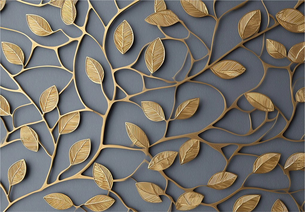 Fotótapéta Levelek Arany Absztrakt Falra Hálószoba Nappali 300x210