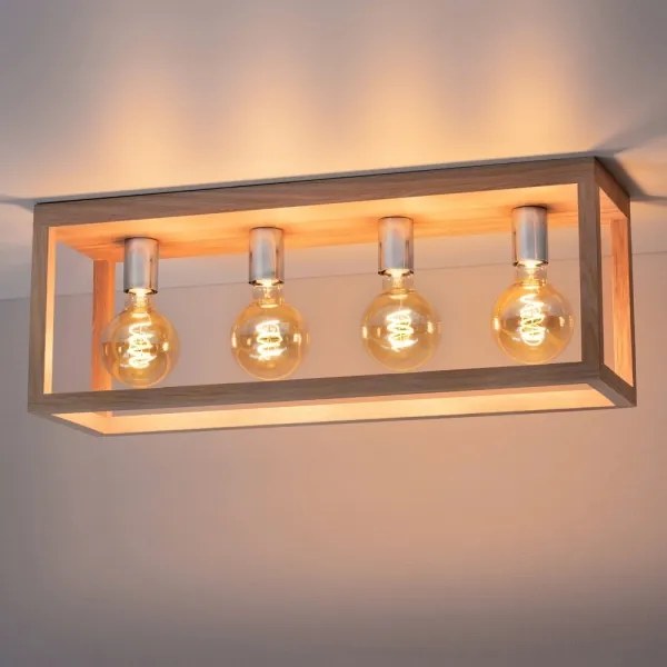 Spot-Light 9158474L - KAGO mennyezeti lámpa 4xE27/60W/230V matt tölgy