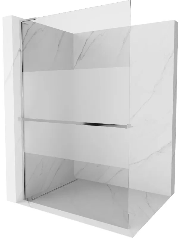Mexen Kioto+ L, Walk-In zuhany paraván polccal és akasztóval 80 x 200 cm, 8 mm átlátszó matt üveg, króm profil, 800-080-123-01-35