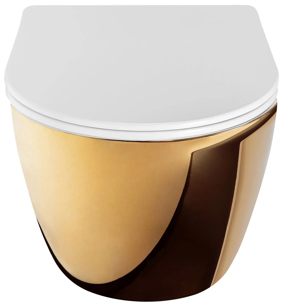 Függesztett WC-csésze rea Carlo Flat Mini Gold/White