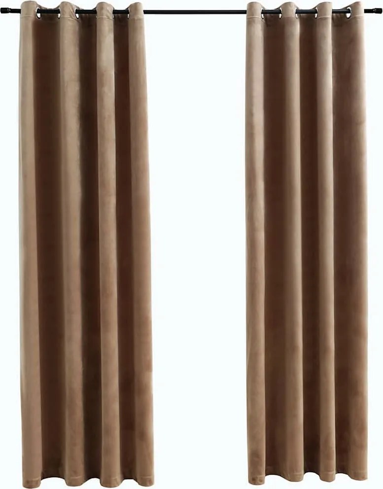 vidaXL 2 db bézs bársony sötétítőfüggöny gyűrűkkel 140 x 245 cm