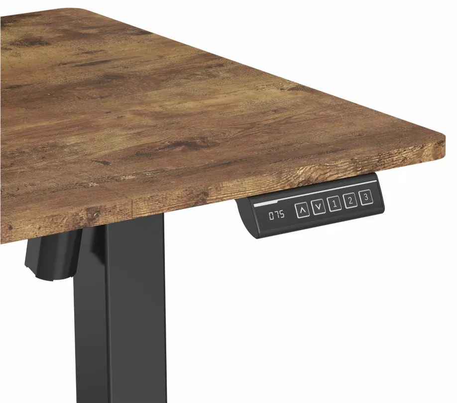 Elektromosan állítható magasságú íróasztal - 140x60cm rusztikus barna ülő-/állómunkához - LVN System Lite LV1714