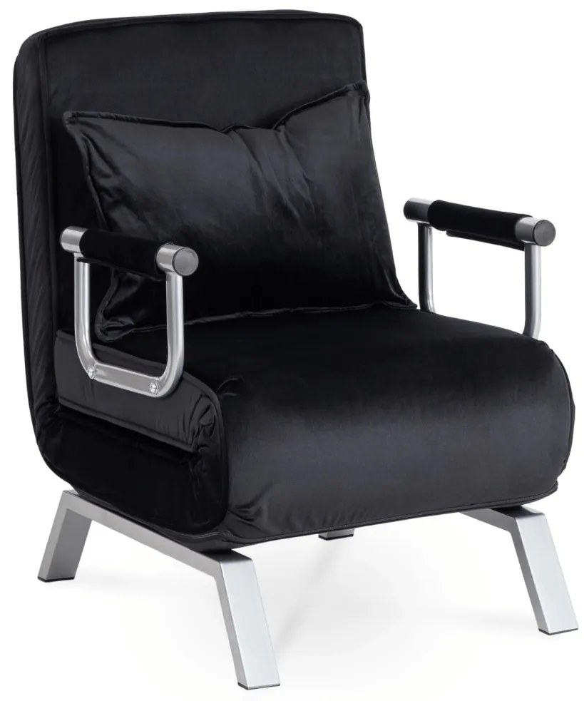 Ágyazható Fotel BART Fekete Bársony Kárpittal.