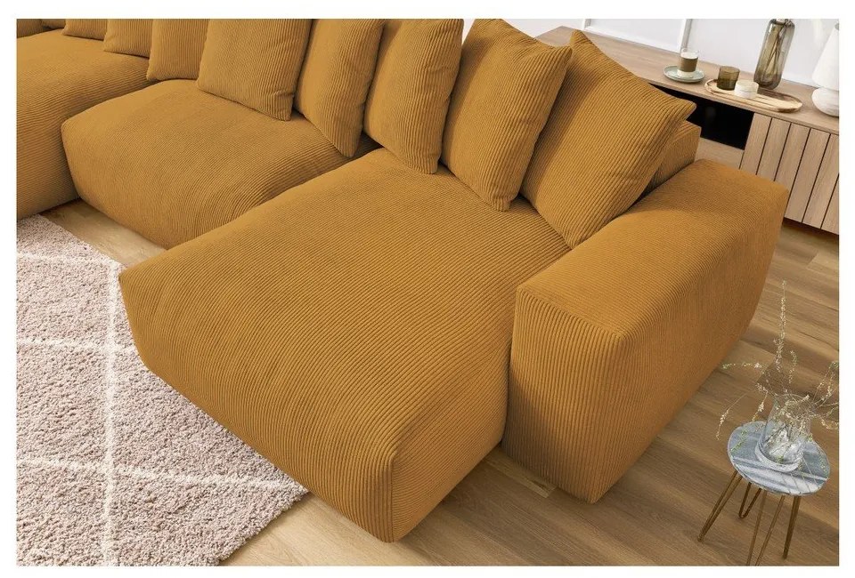 Mustársárga kordbársony sarokkanapé Voltaire – Bobochic Paris