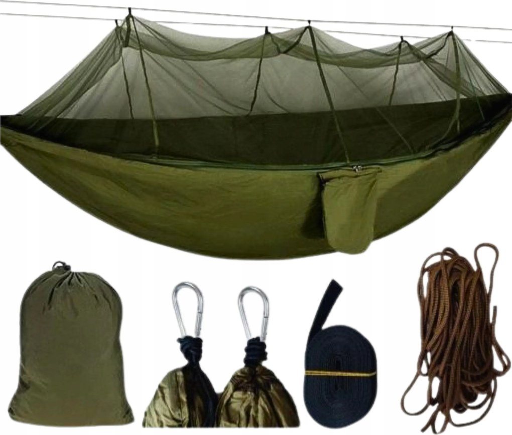 Függőágy Turista Kétszemélyes Szúnyoghálóval Kemping Túlélő Tartós Erős