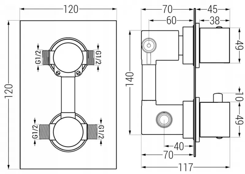 Mexen Cube, rejtett zuhanygarnitúra DR02 esőzuhannyal 25cm, arany, 77502DR0225-50