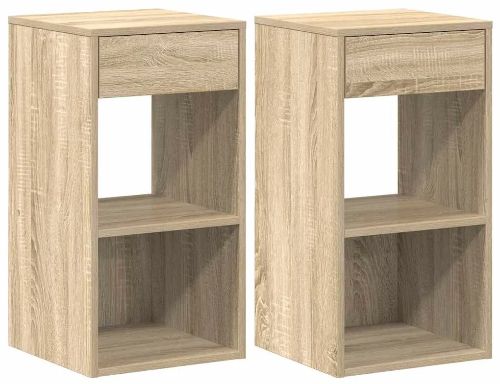 éjjeliszekrények fiókkal 2 db sonoma tölgy 35x34x66,5 cm