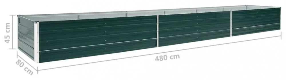 zöld horganyzott acél kerti magaságyás 480 x 80 x 45 cm
