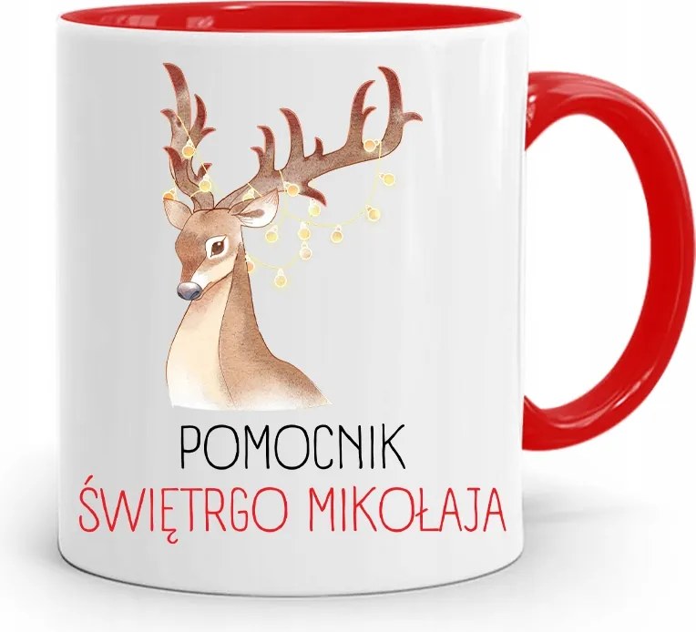 Piros Karácsonyi Bögre Mikulás Karácsonyfa Alá, fényképes nyomattal