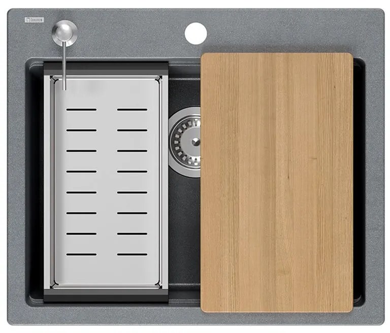 gránit mosogató KURT 110 WORKSTATION Grey Metallic