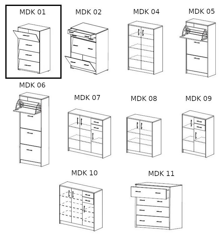 Mdk Cipősszekrény 01 sonoma