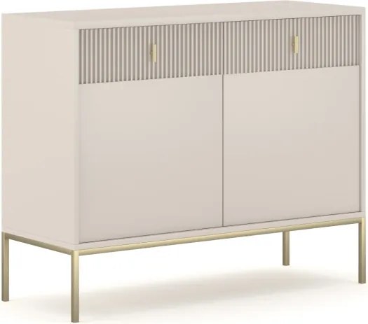 Komód 2 ajtóval és 2 fiókkal kasmír színben arany fogantyúkkal – MAGGIORE MA02
