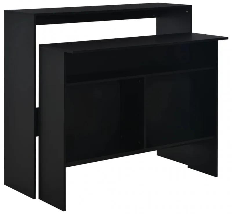 Fekete bárasztal 2 asztallappal 130 x 40 x 120 cm