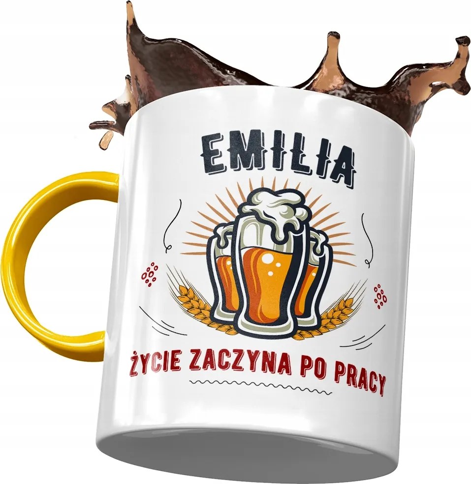 Sárga Bögre Emilia Barátnő Feleség Ajándék Nyomtatott Fotóval