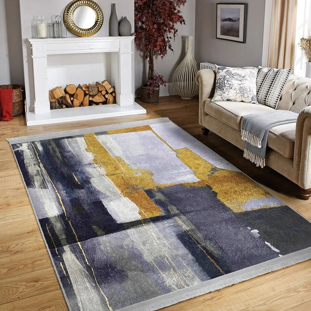 Sárga-sötétkék mosható szőnyeg 80x150 cm Unique – Mila Home