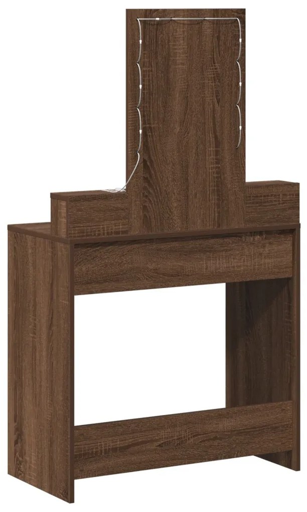 vidaXL Öltözködőasztal fiókkal tükörrel Barna 79 x 41 x 140 cm Faanyag