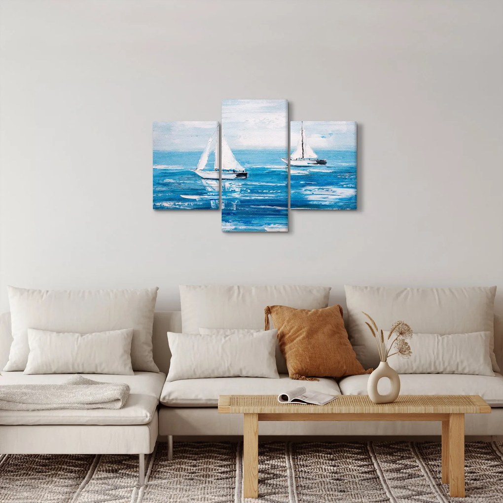 Kép - Egy jacht festése a tengeren (90x60 cm)