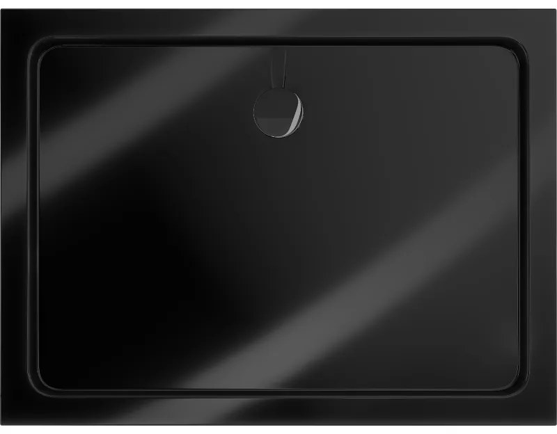 Mexen SLIM - Négyszögletű zuhanytálca 100x80x5cm + fekete szifon, fekete, 40708010B