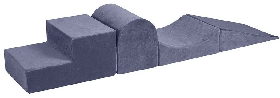 Szürkéskék bársony habszivacs játszótér 4 db-os magasság 30 cm 45x193 cm Montessori – Meowbaby