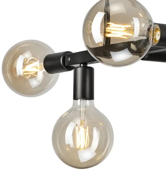 Csillár rúdon ASTRID 6xE27/60W/230V fekete