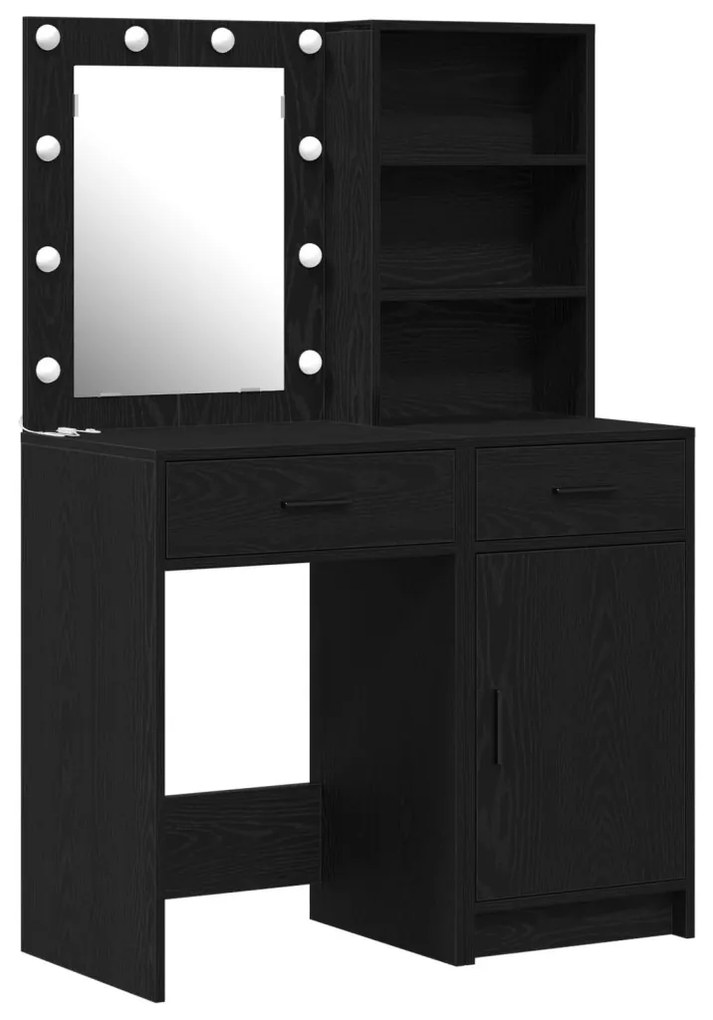 Sminkasztal Készlet 2 pcs Musta tammi 50 x 41 x 135 cm Faanyag