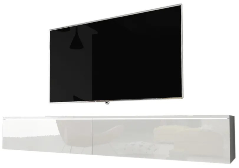 MENDES D TV asztal - fehér/fehér fényes / NEM / 180