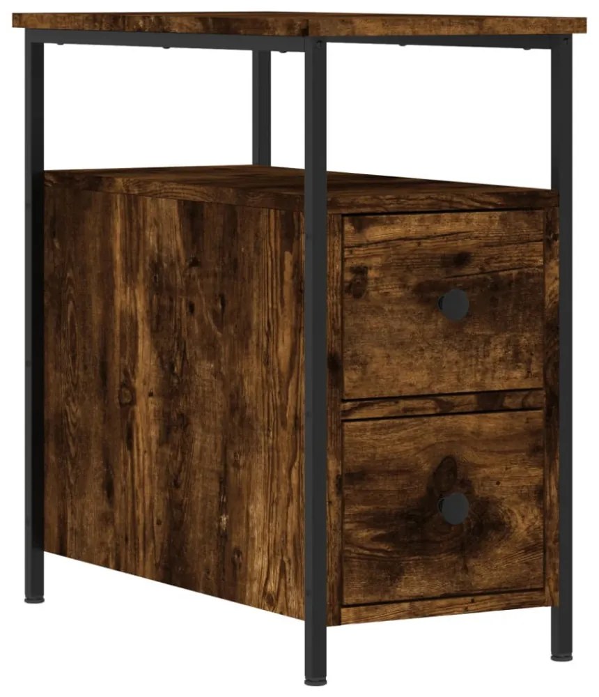 2 db füstös tölgy színű szerelt fa éjjeliszekrény 30x60x60 cm