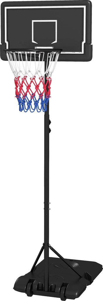 SPORTNOW Állítható Kosárlabda Gyűrű Állvánnyal Kerekekkel és Törésálló Háttámlával, 182-213 cm Kosárlabda Háttámla Állvány, Felnőtteknek, Acél | Aosom