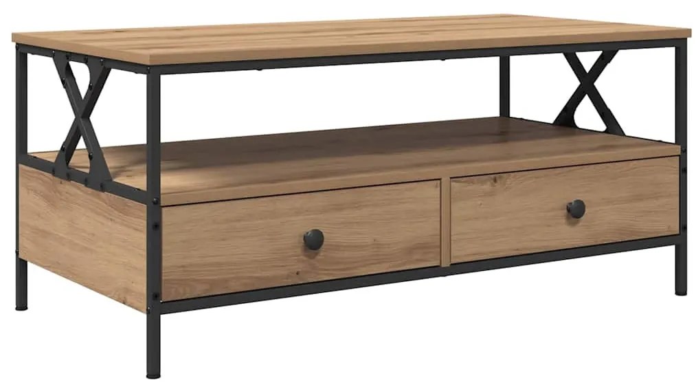 Dohányzóasztal kézműves tölgy 100 x 51 x 45 cm Faanyag